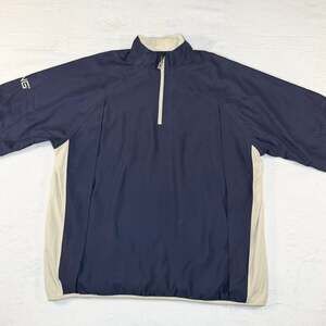 Ping Collection Mens 1/4 Zip Short Sleeve Golf Windbreaker Jacket Navy Small